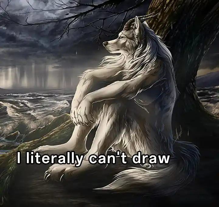Sitting wolf meme literally cant draw