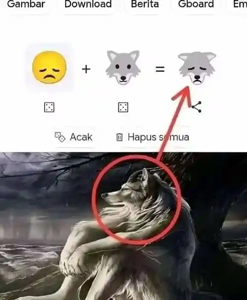 Sitting wolf meme matches sad wolf emoji