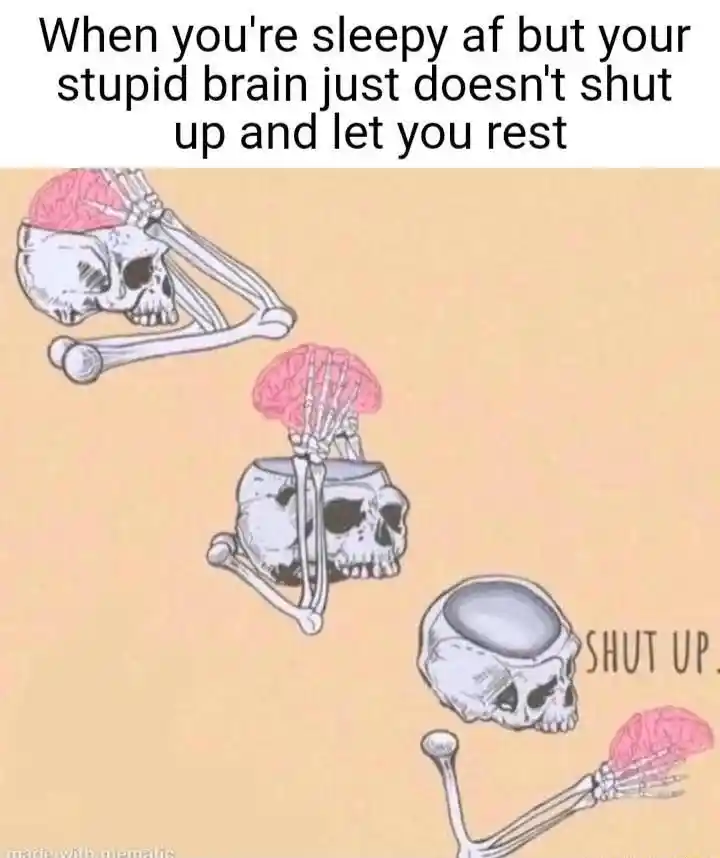 Skeleton shut up brain meme cannot rest
