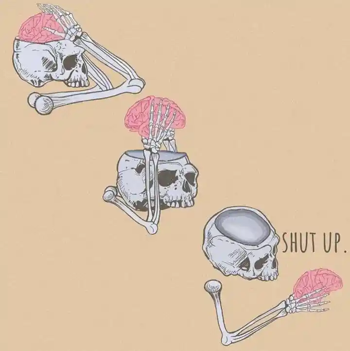 Skeleton shut up brain meme template