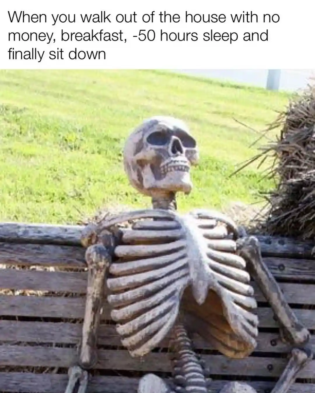 Skeleton waiting meme sit down exhausted