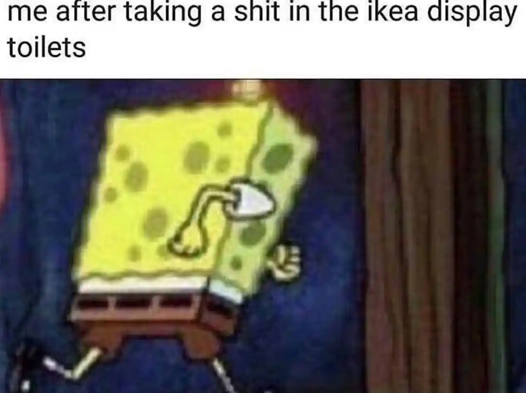 Spongebob running meme fleeing after ikea poop