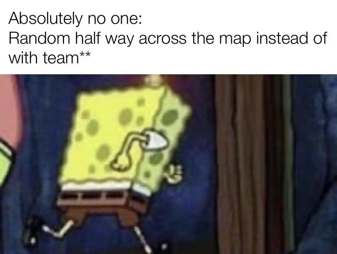 Spongebob running meme stray from team