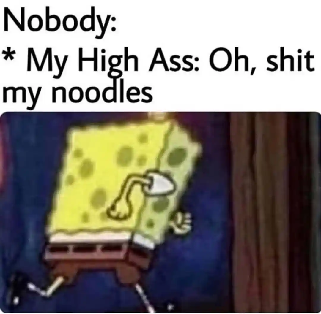 Spongebob running meme panicking for noodles