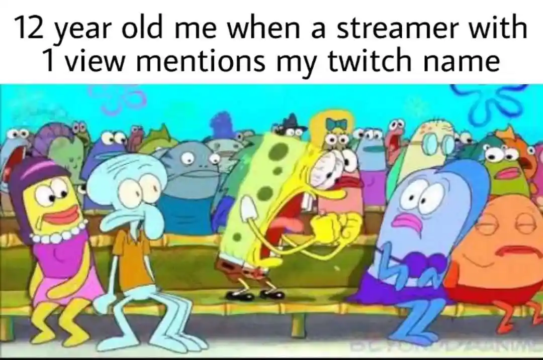 Spongebob screaming meme hyped at streamer twitch mention