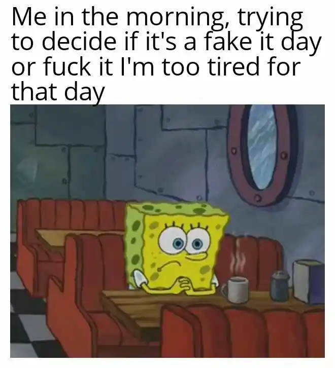 Spongebob waiting meme choosing to slack off