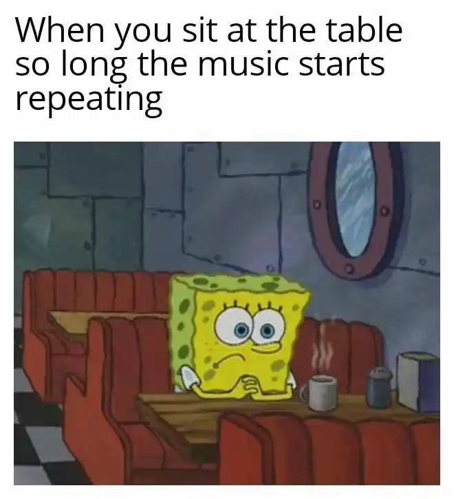 Spongebob waiting meme sit till music loops