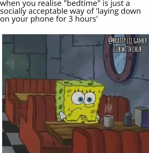 Spongebob waiting meme bedtime scrolling