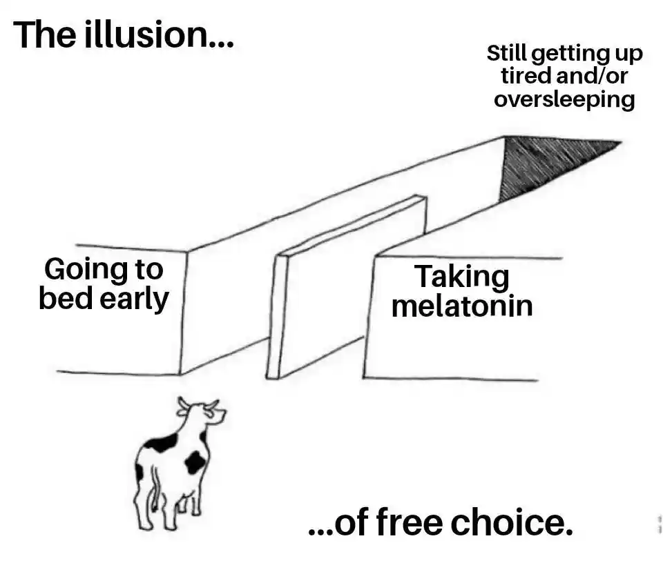 Melatonin sleep meme of fake free choice