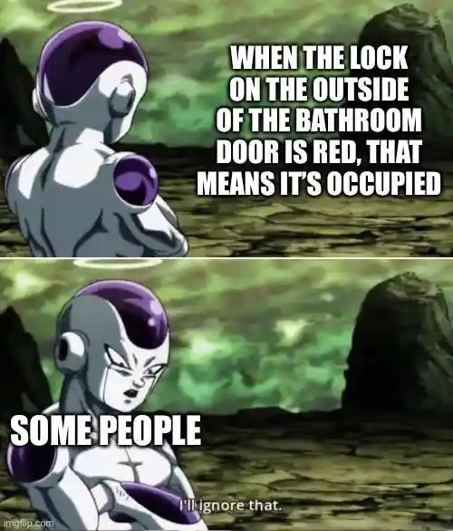 Frieza toilet meme ignores red lock rule