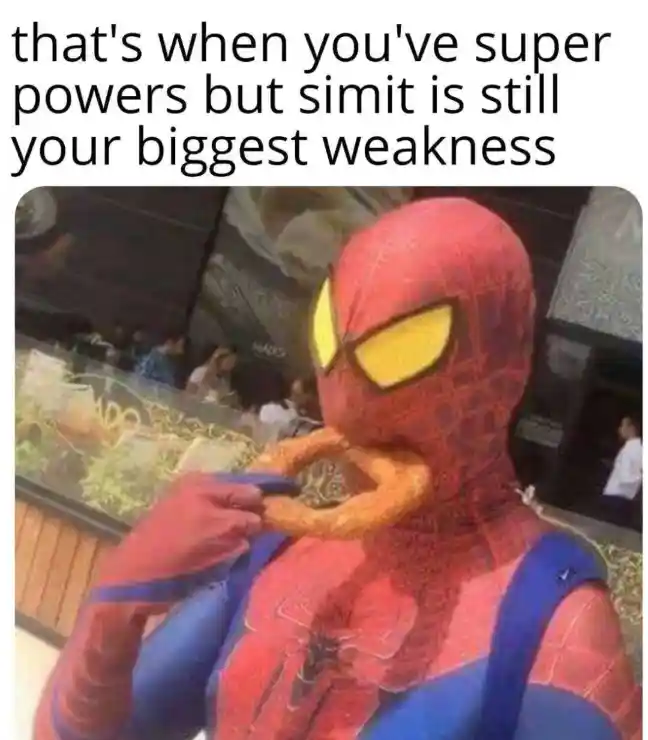 Spider-Man meme eating simit as weakness