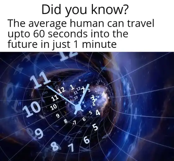 Time travel fact meme sharing silly 60s future joke