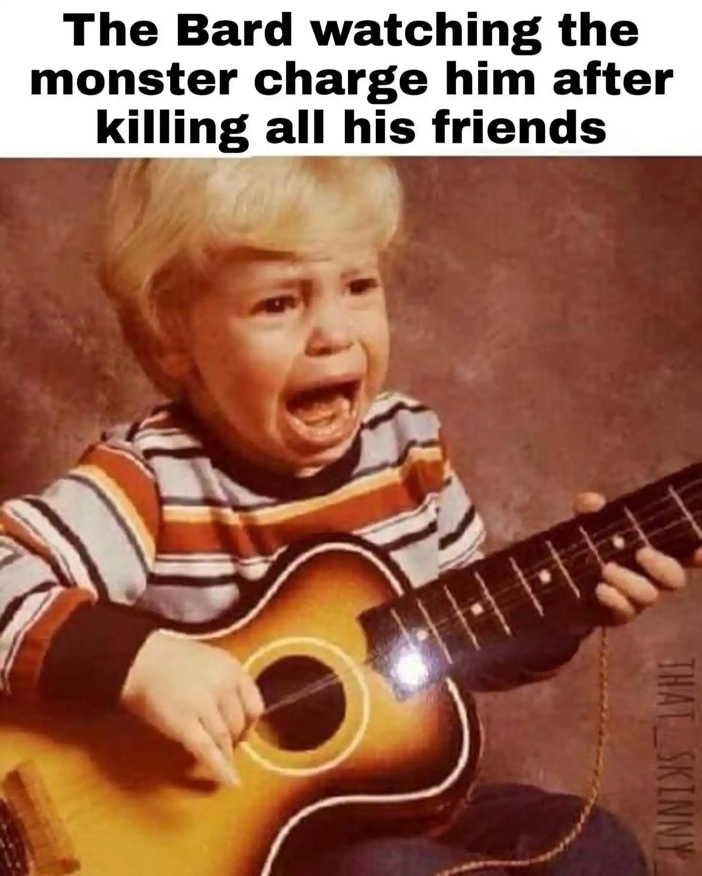 Bard meme crying as monster charges