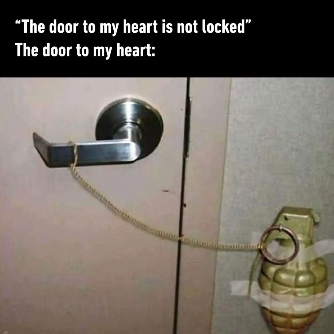 Heart door meme booby trapped