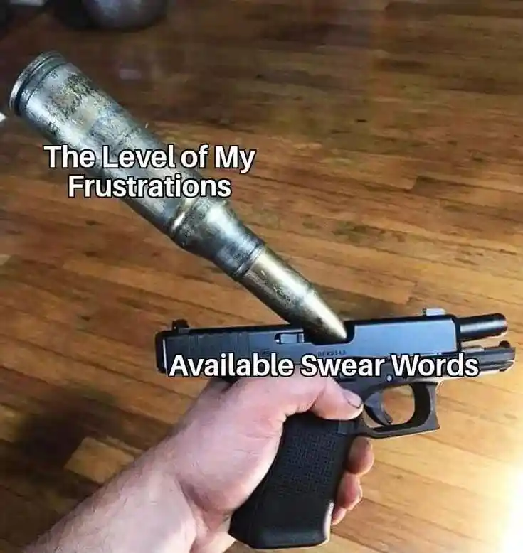 Frustration meme showing few swear words