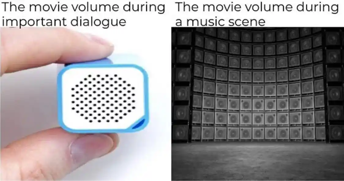 Movie volume meme low and loud