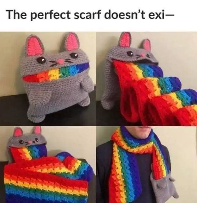 Nyan cat scarf meme reveals rainbow tail