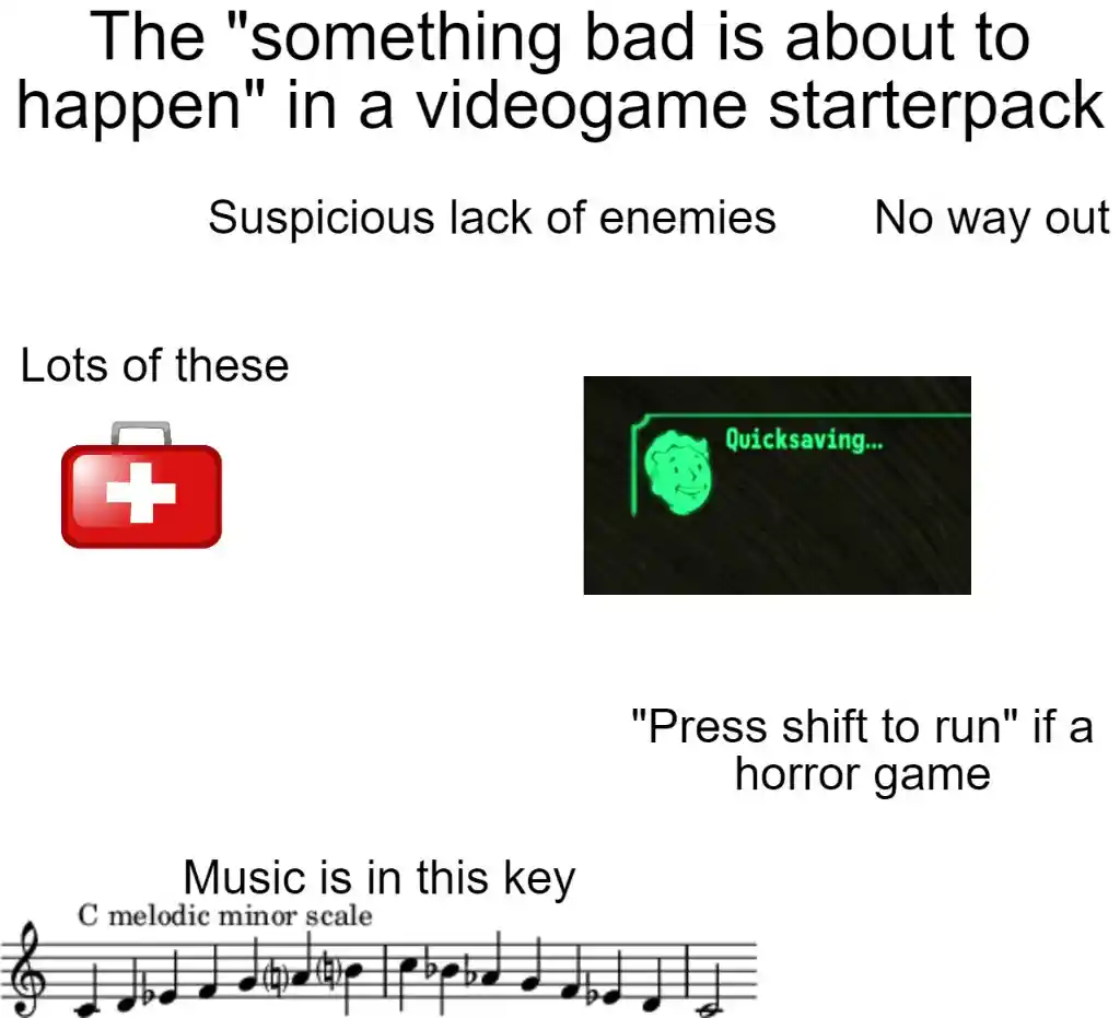 Videogame bad event meme shows risk cues