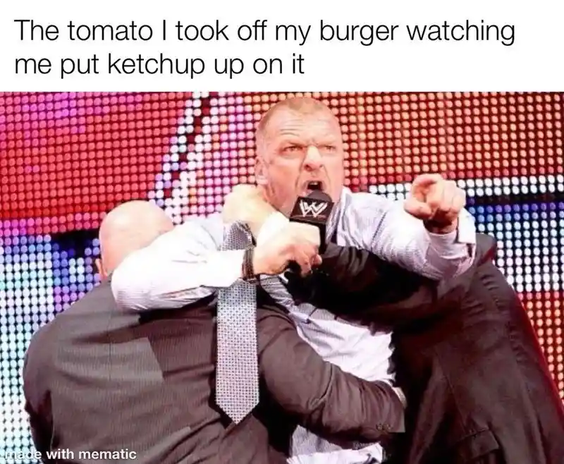 Tomato from burger meme yelling angrily