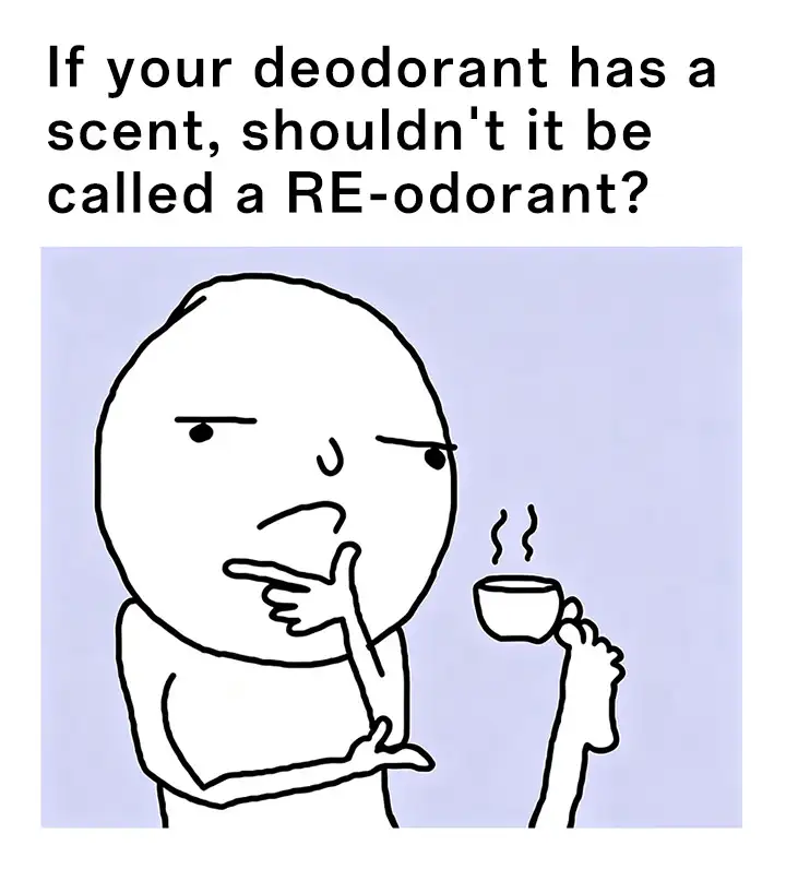 Thinking foot meme deodorant name pun