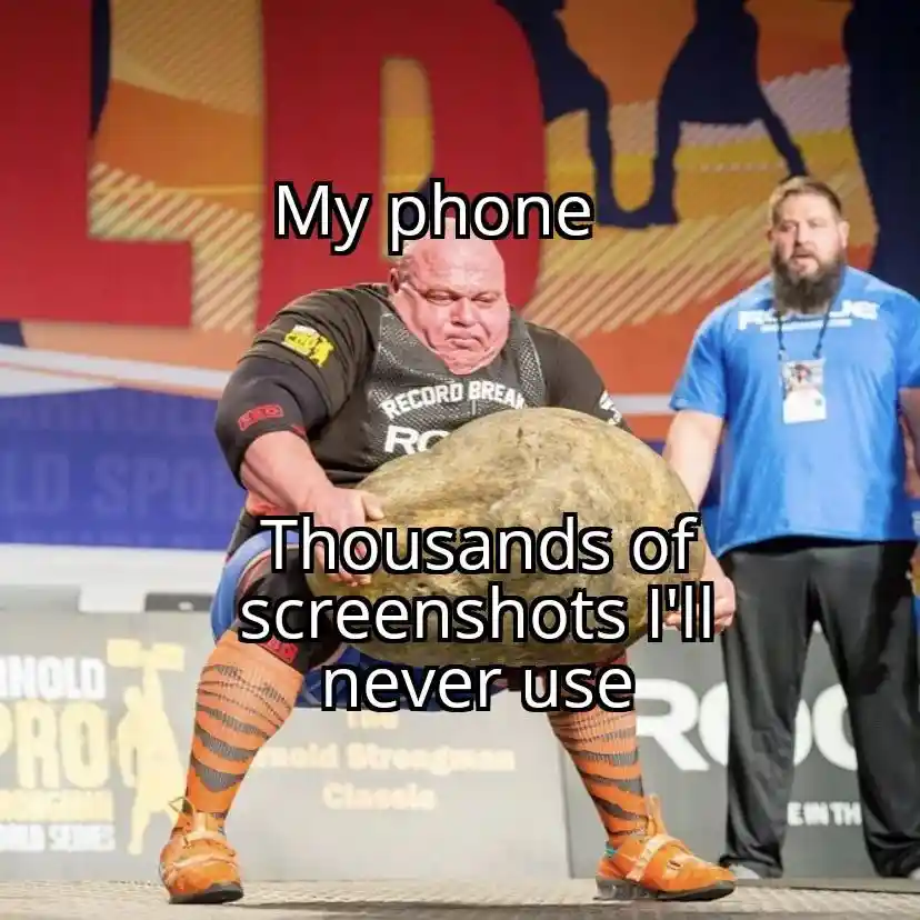 Phone screenshots meme strains to lift heavy stone