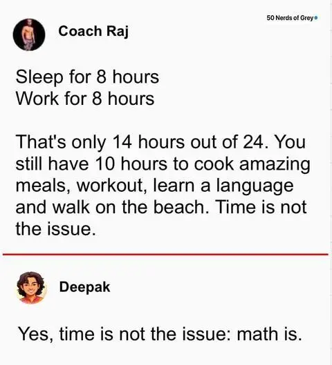 Time management meme mocking bad math