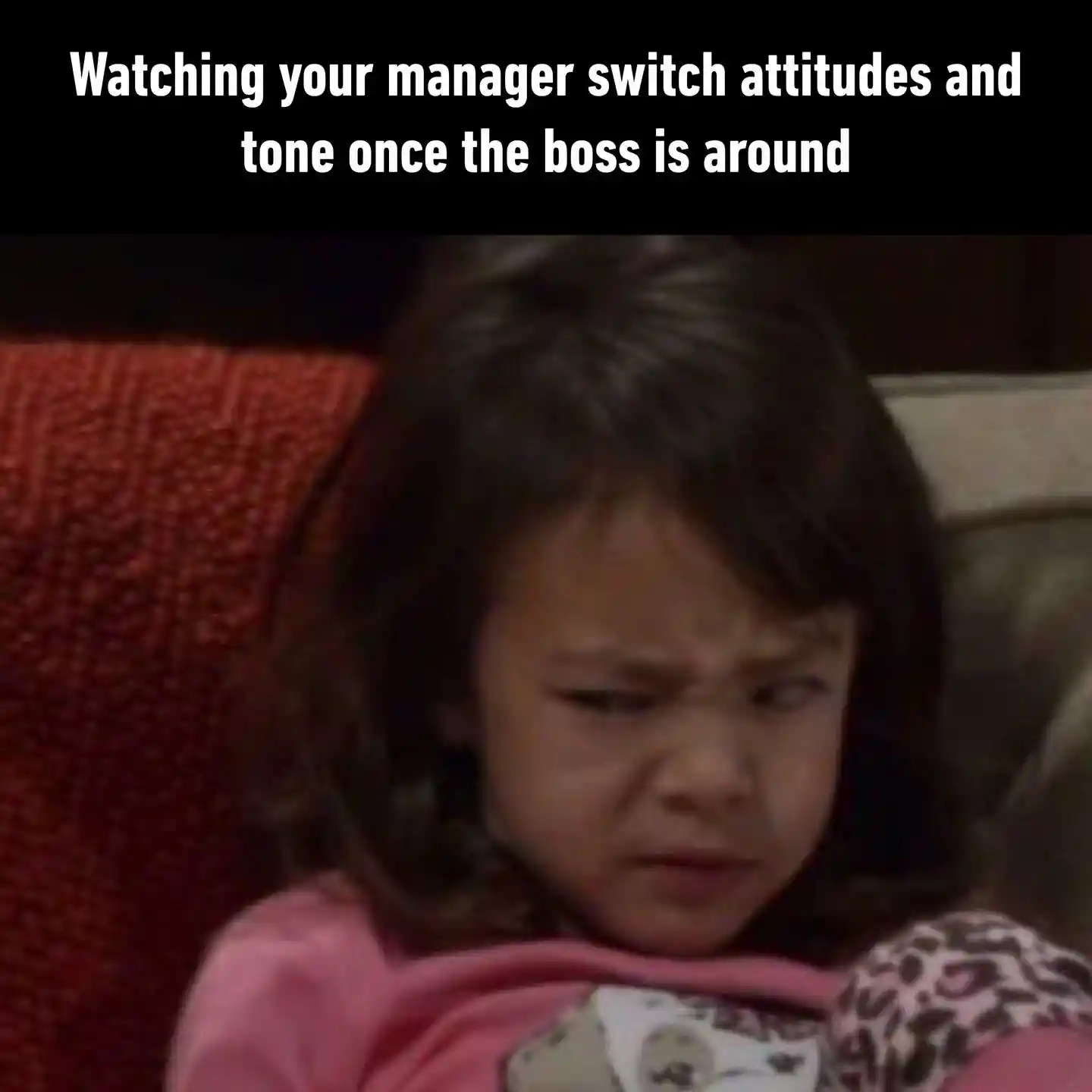 Manager attitude switch around boss meme showing confused work reaction