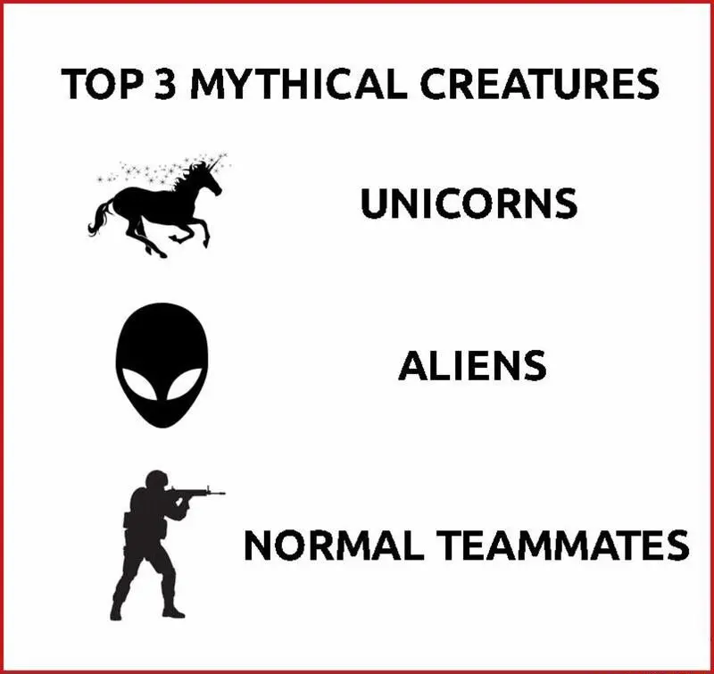 Normal Teammates meme as mythical beings