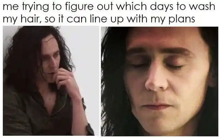 Hair wash schedule meme matching daily plans