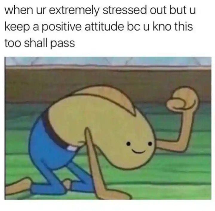 Stressed out meme smiling through stress