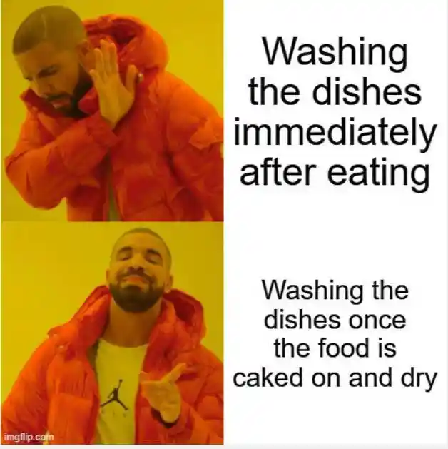 Drake dishes meme likes letting food dry