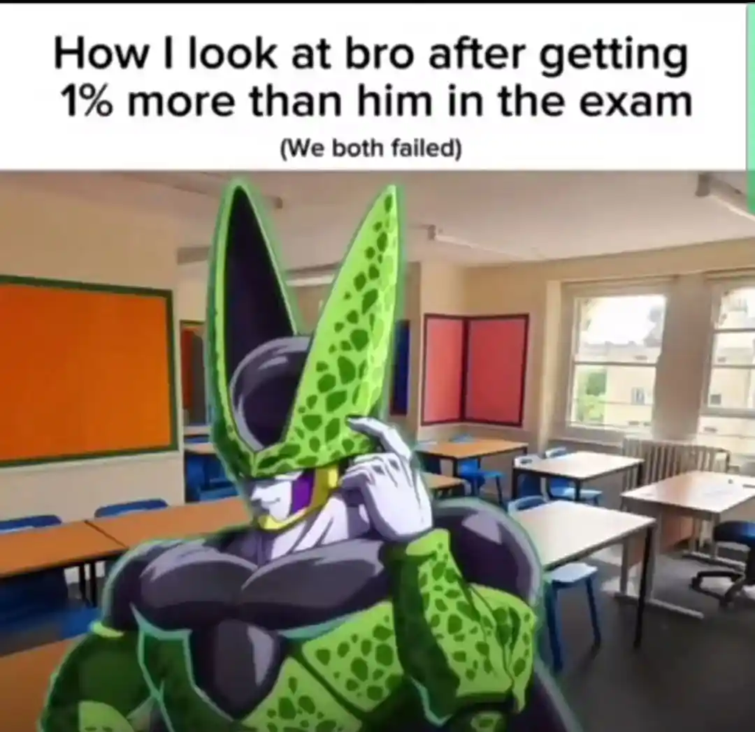 Exam 1% more than bro meme smug looking both failed