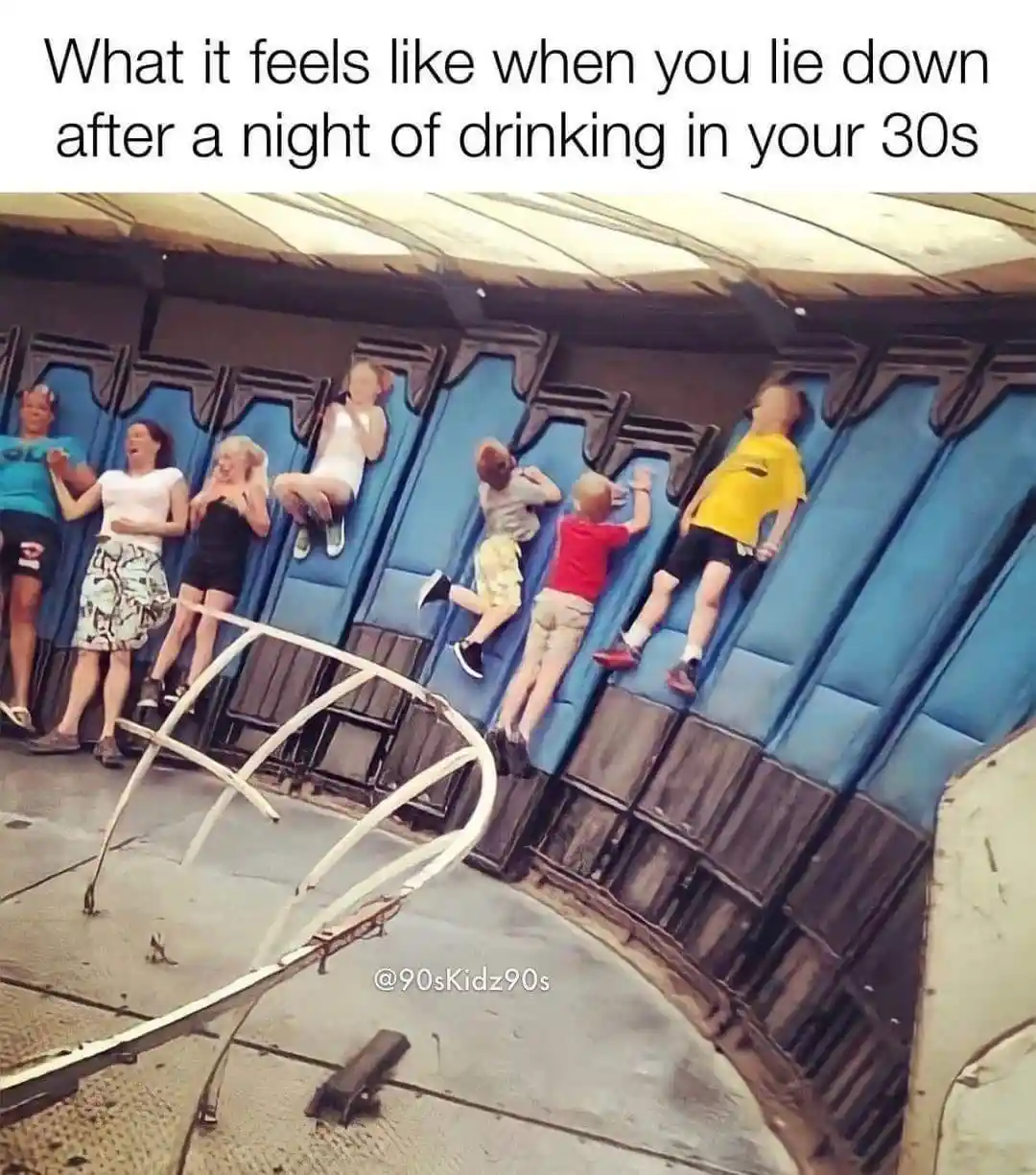 Night out 30s meme lying stuck on seats