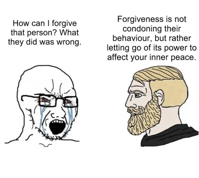 Wojak forgiveness meme crying over hurt