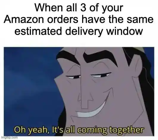 Amazon orders same delivery meme all coming together