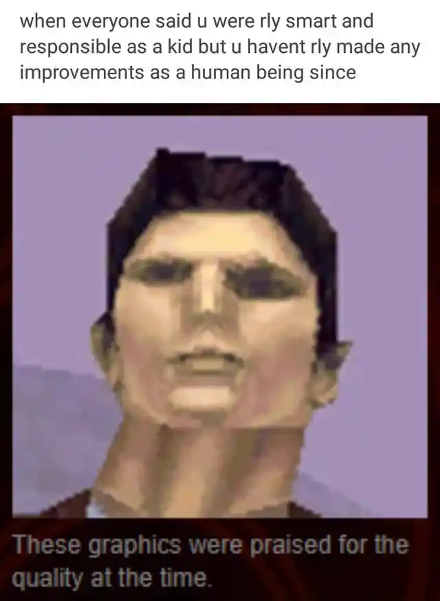 Old ps1 character meme no life progress