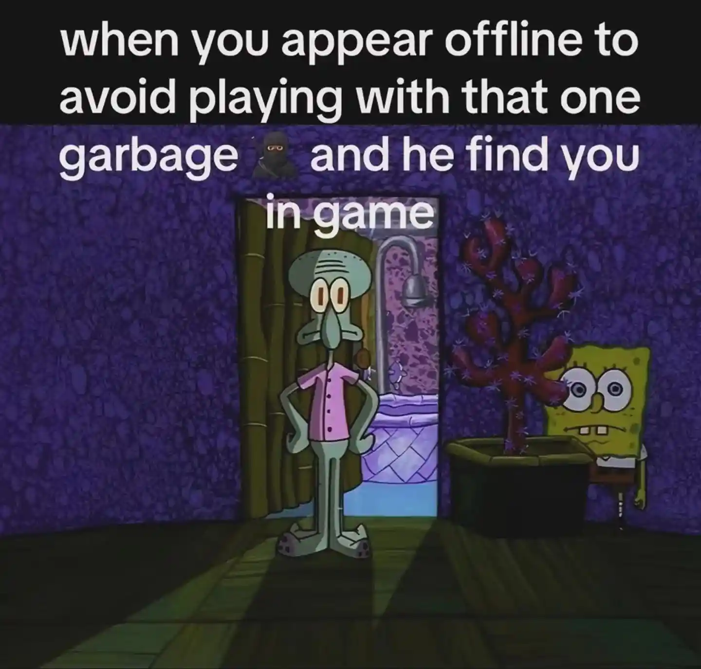 Spongebob hiding meme get found in game