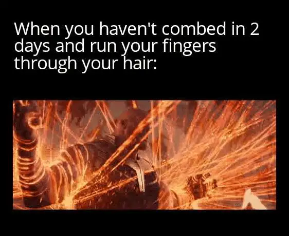 Messy hair meme run hand in tangled hair