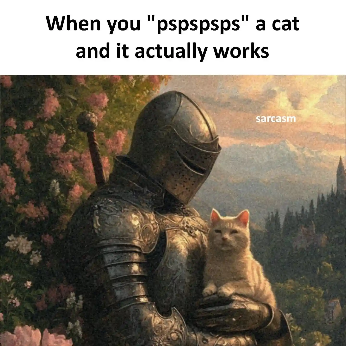 Pspspsps cat meme successfully luring cat