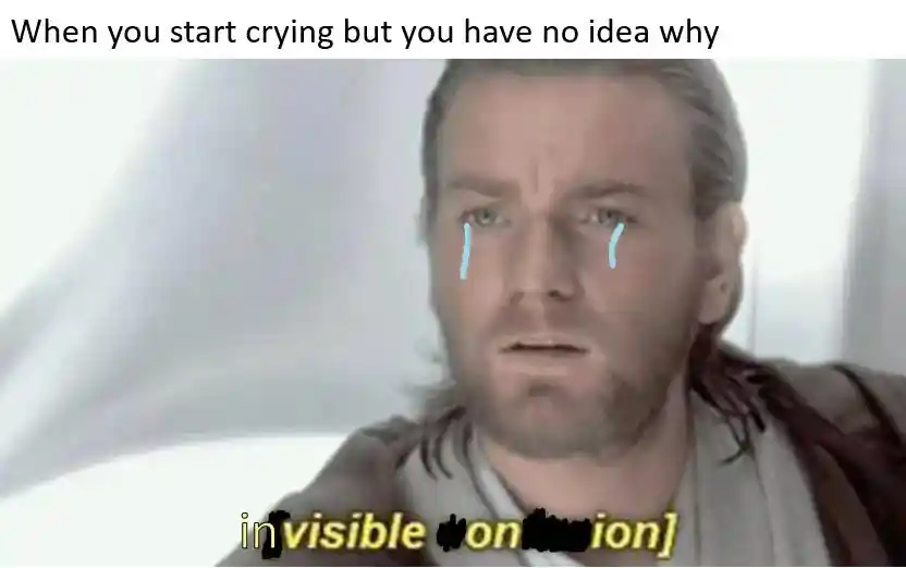 Unexplained crying meme showing invisible sadness