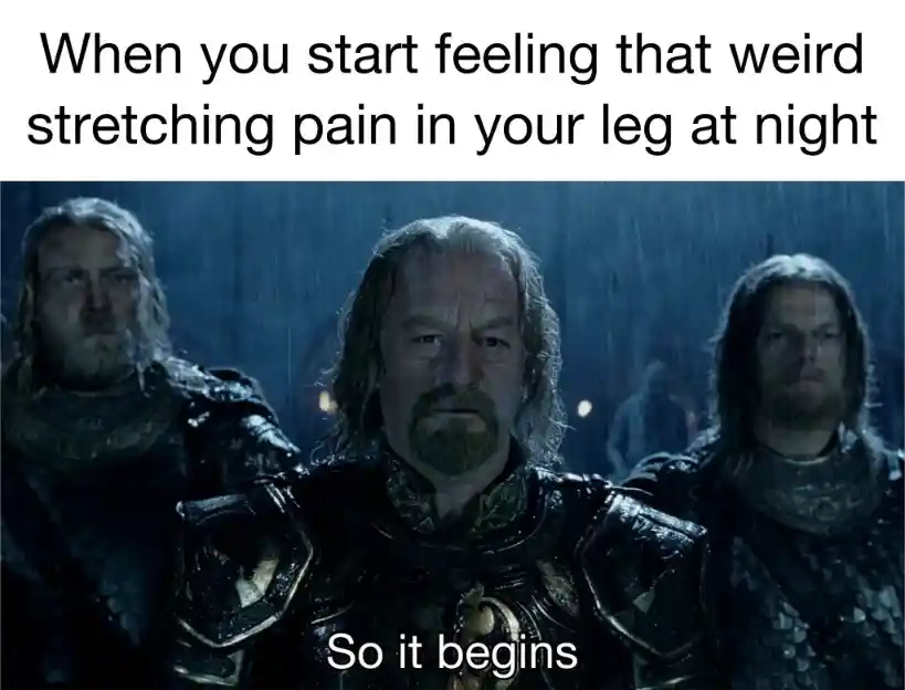 Weird night leg pain meme so it begins