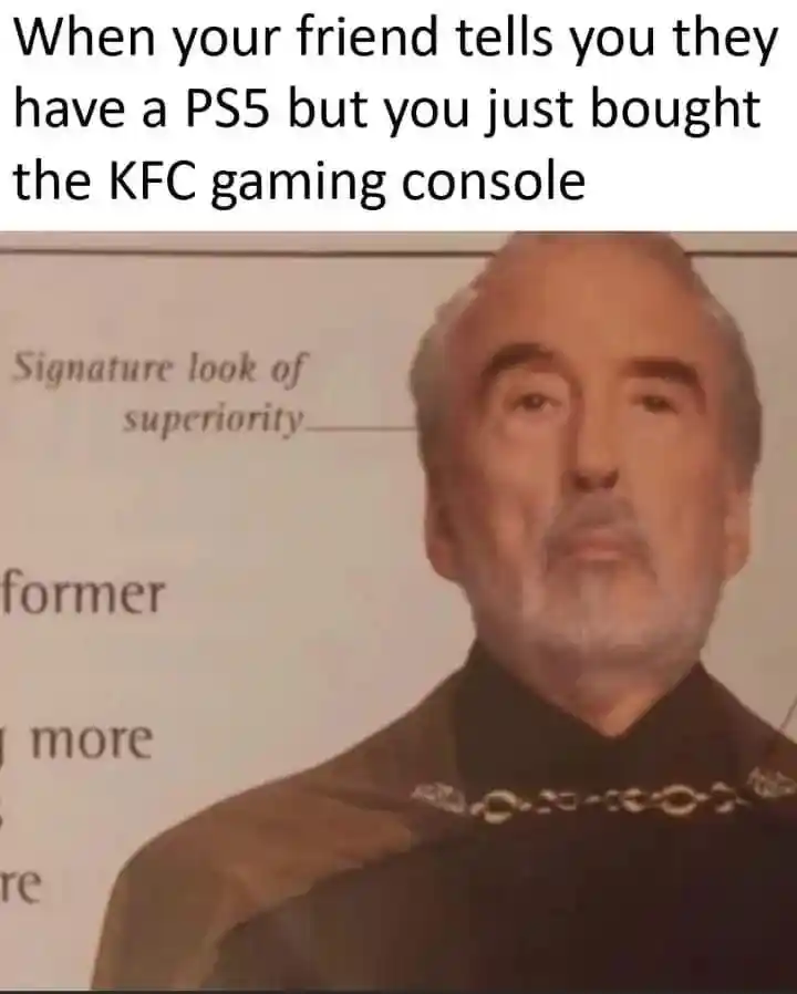 KFC gaming console meme superior to PS5 owner