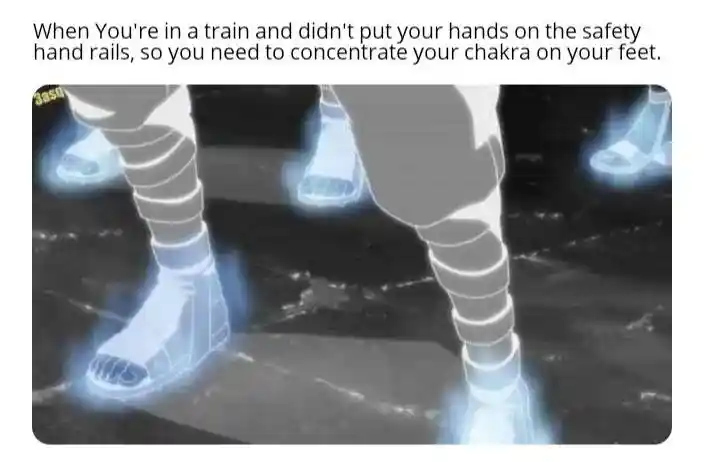 Chakra feet meme stay steady on train no handrails
