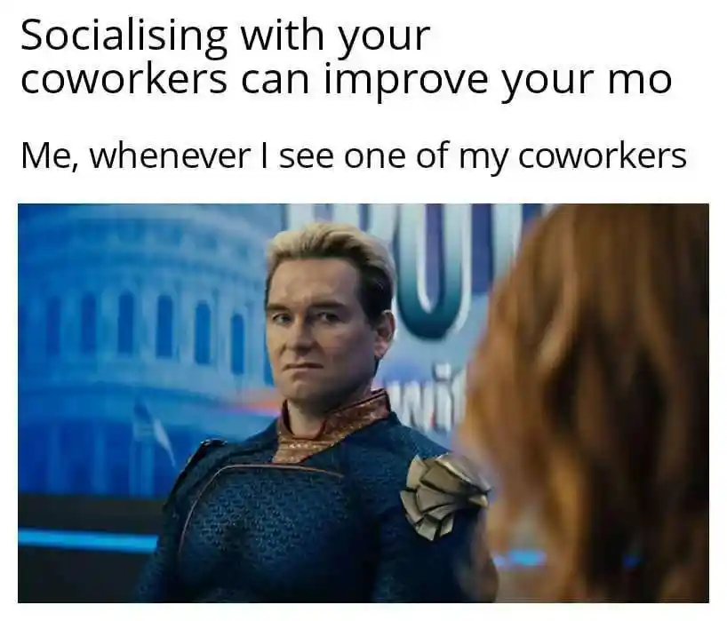 Homelander coworker meme Hating small talk