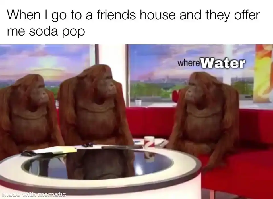 Where water meme prefers water over soda