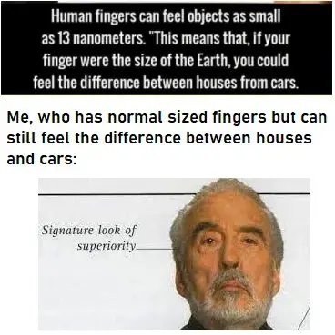 Finger fact meme has smug superiority