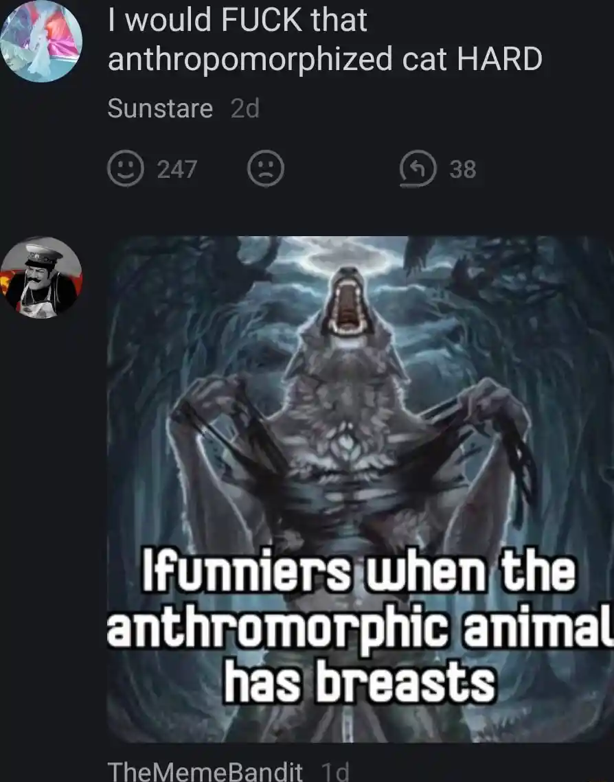Wolf ripping shirt meme horny for anthro animal