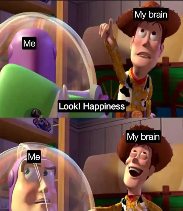 Woody laughing meme shows me happiness