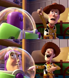 Woody laughing meme
