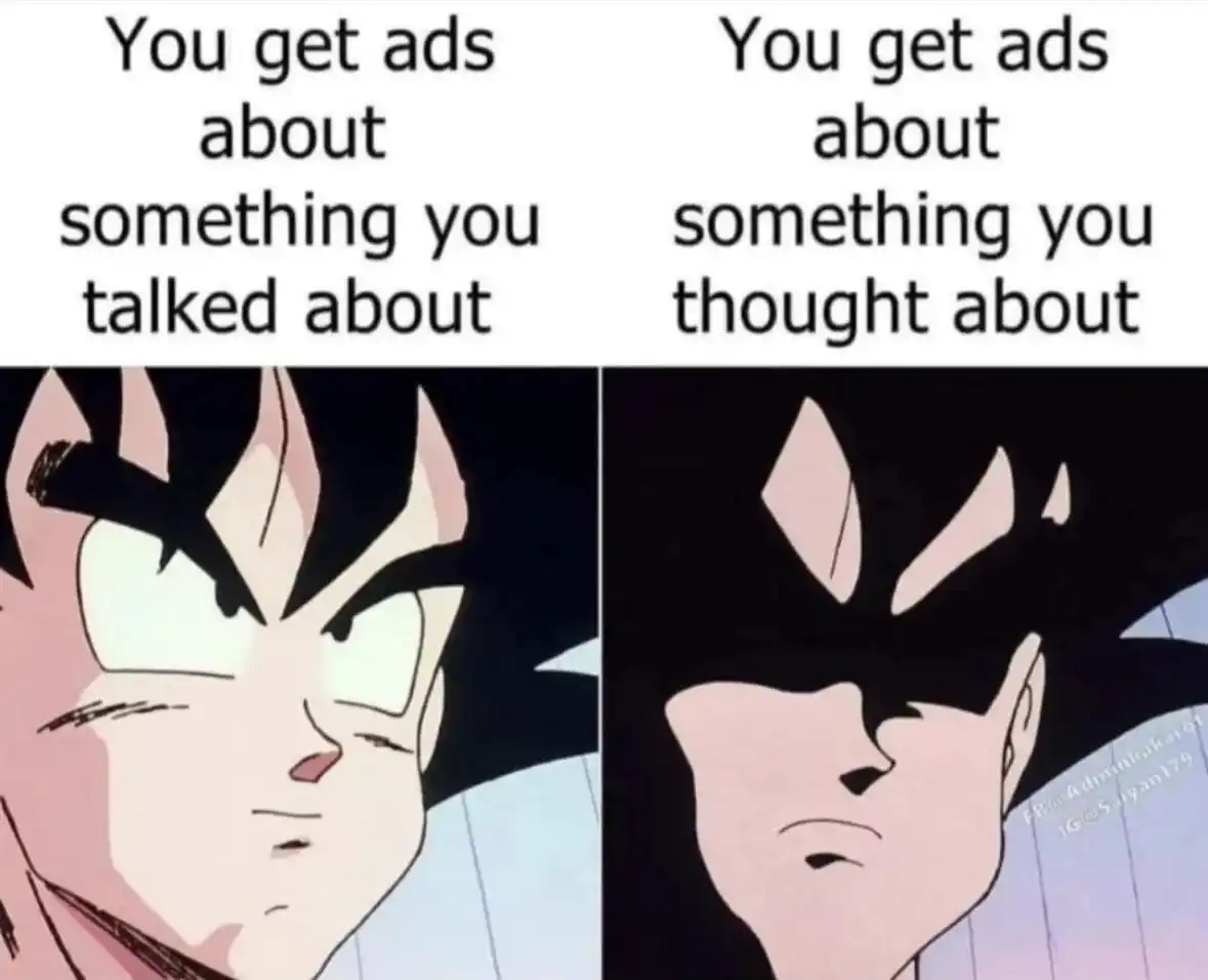 Goku ad meme looking creeped